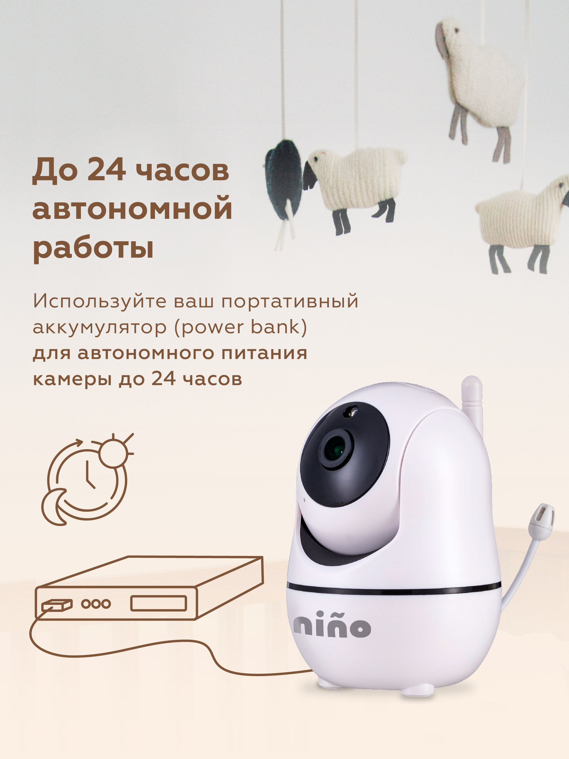 Видеоняня беспроводная nino SM70PTZ - фото 7