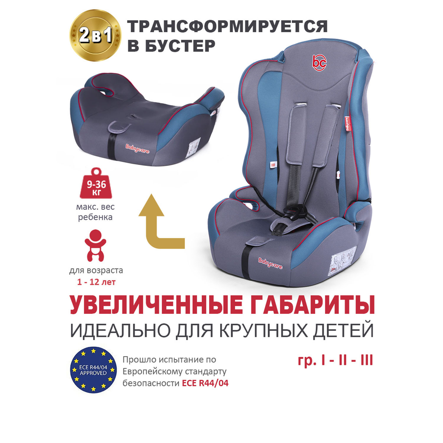Автокресло BabyCare Upiter 1/2/3 (9-36 кг) - фото 1