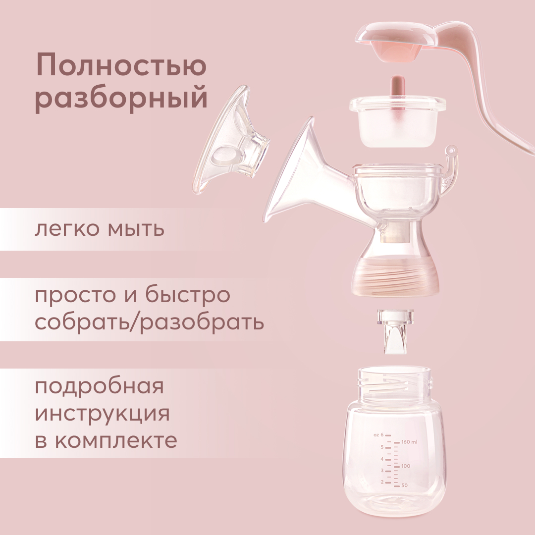 Ручной молокоотсос Happy Baby механический с бутылочкой 160 мл. - фото 11