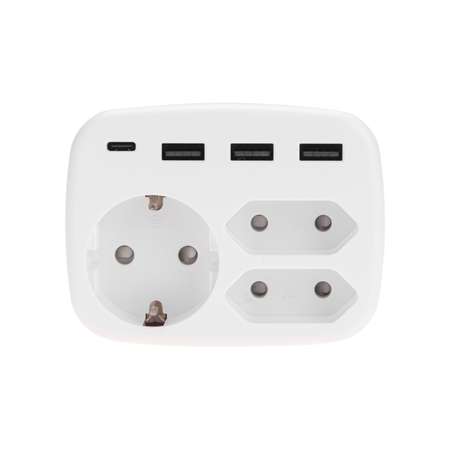 Тройник электрический REXANT 16А с/з 3хUSB-A USB Type-C белый