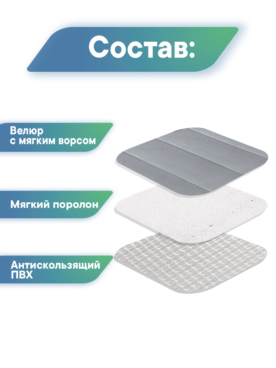 Коврик для ванной VILINA Велюр 60 x 100 см 1 шт. - фото 7