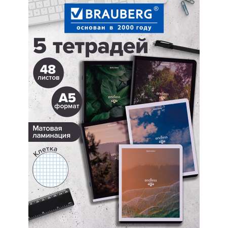 Тетрадь Brauberg клетка 48 лист. 5 шт.