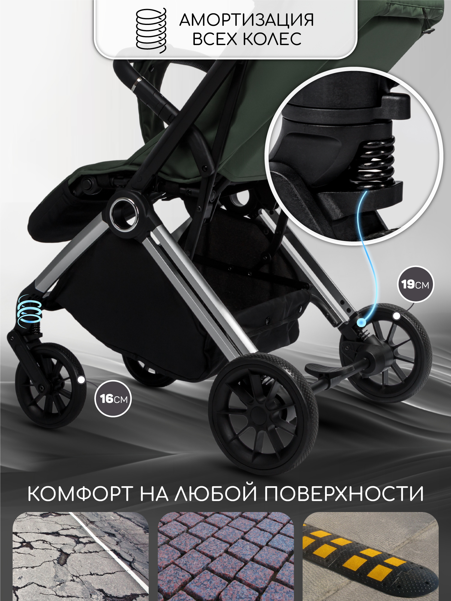 Коляска прогулочная Amarobaby Handy зеленый - фото 9