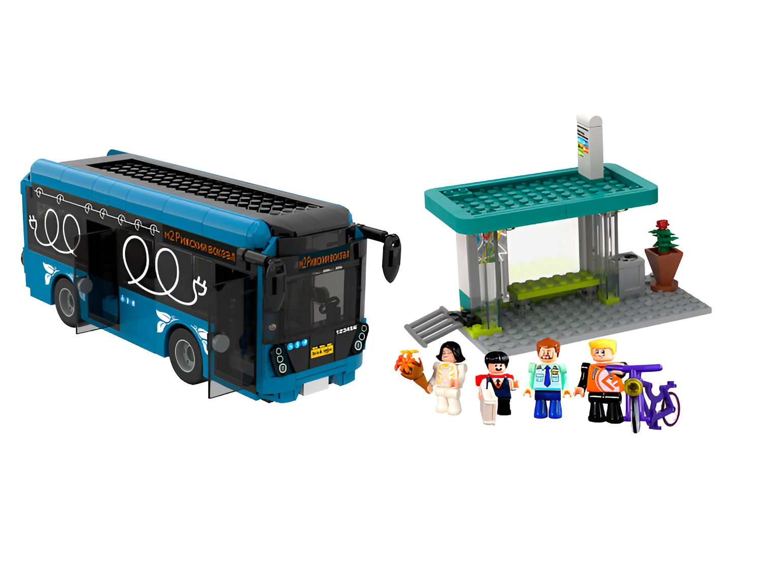 Конструктор brick labs электробус бриксити из мини-блоков 464 дет. - фото 1