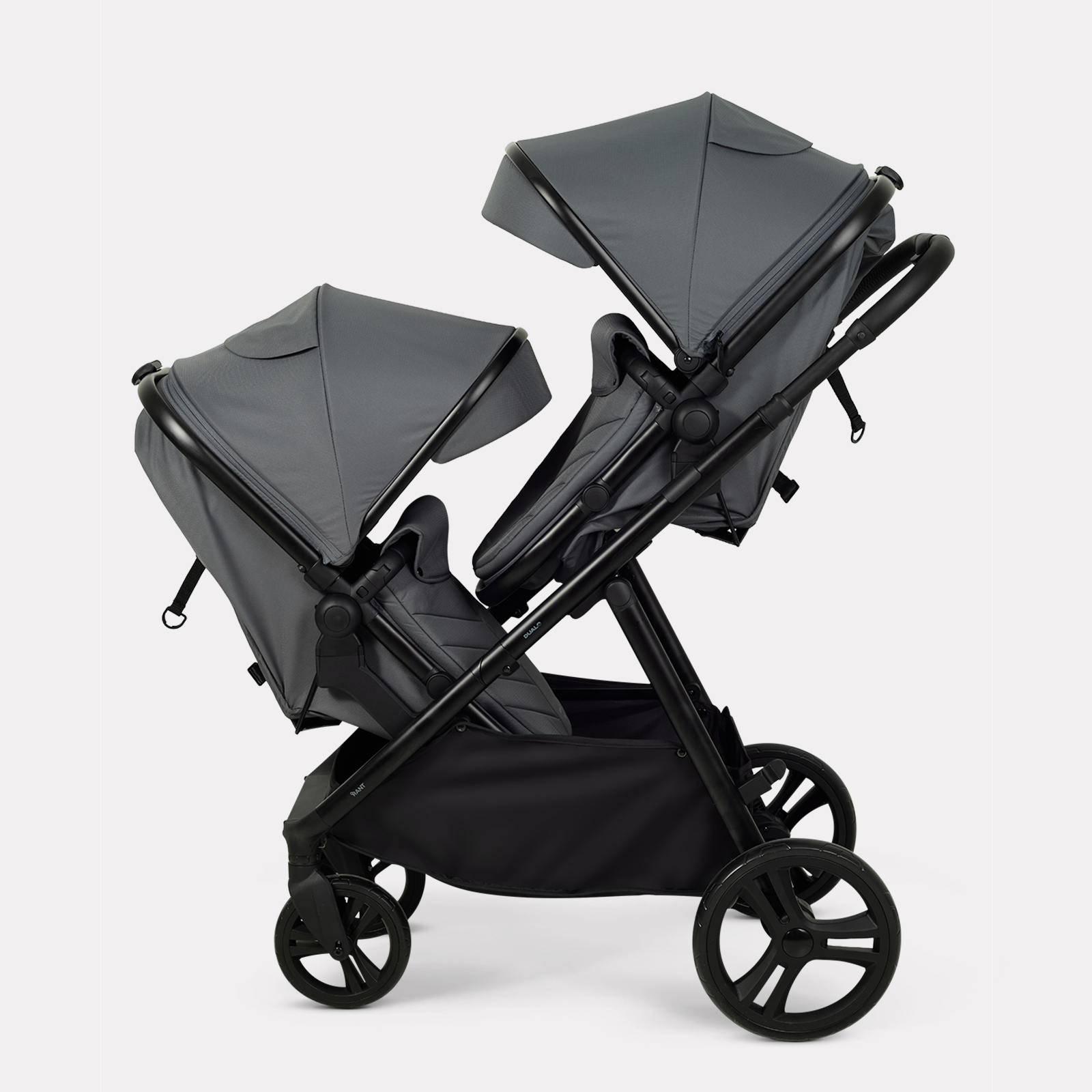 Коляска 2в1 для двойни Rant Basic Dualo серый - фото 7