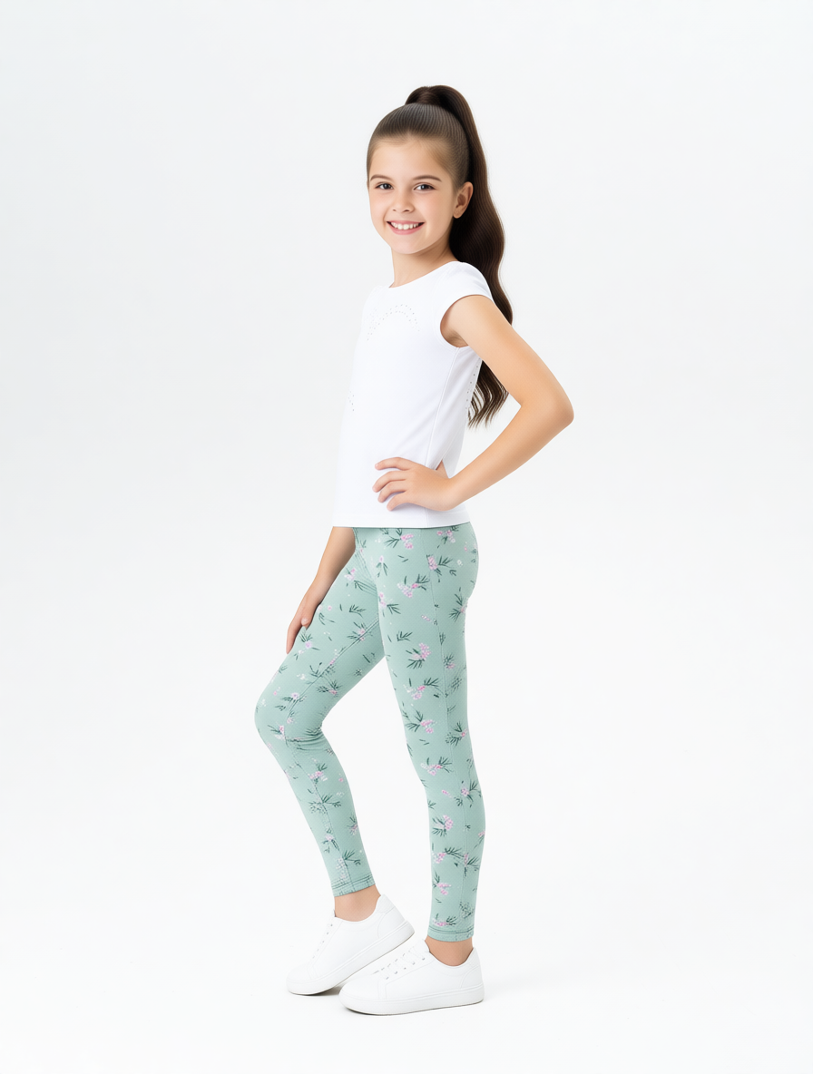 Леггинсы Персона Junior Сказочные цветы мята лосины - фото 2