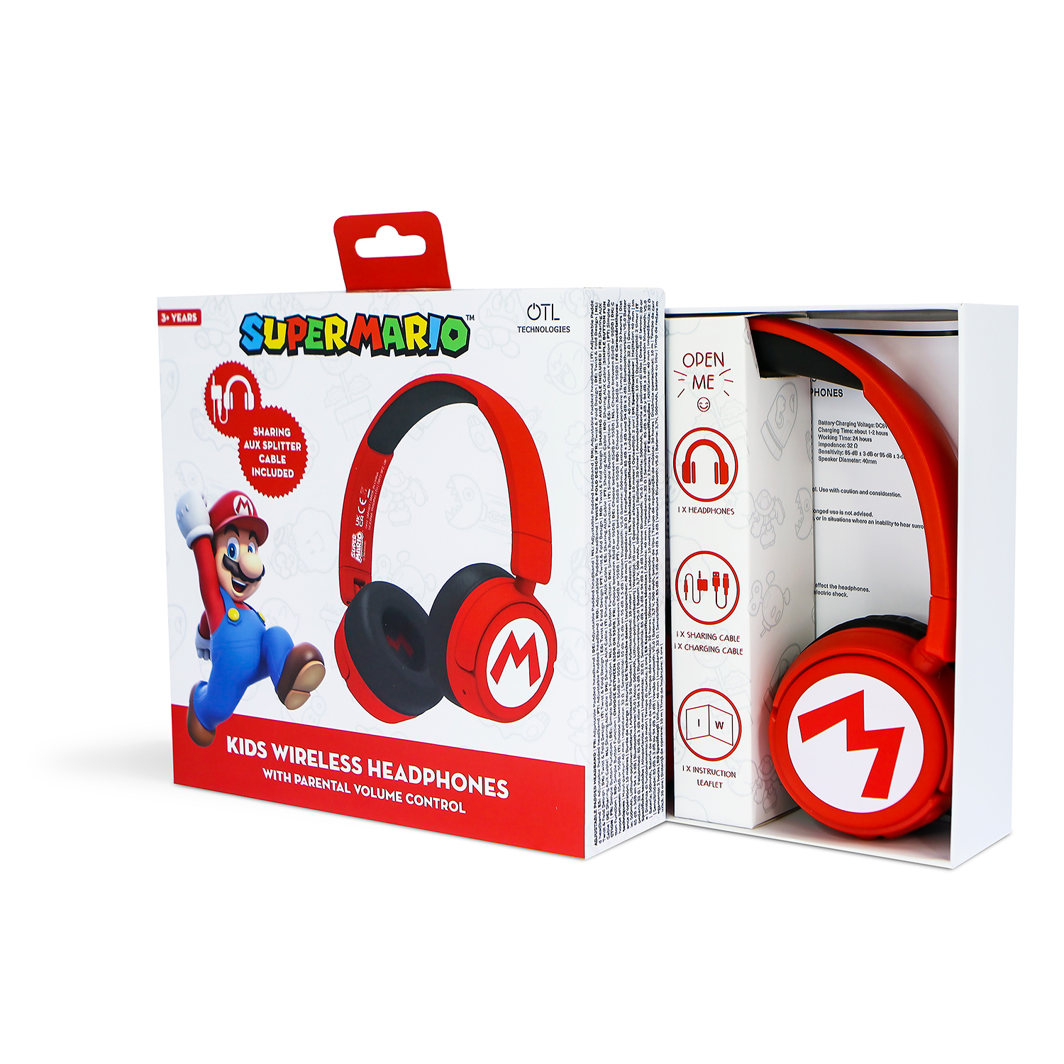 Наушники беспроводные OTL Technologies детские Mario красные - фото 11