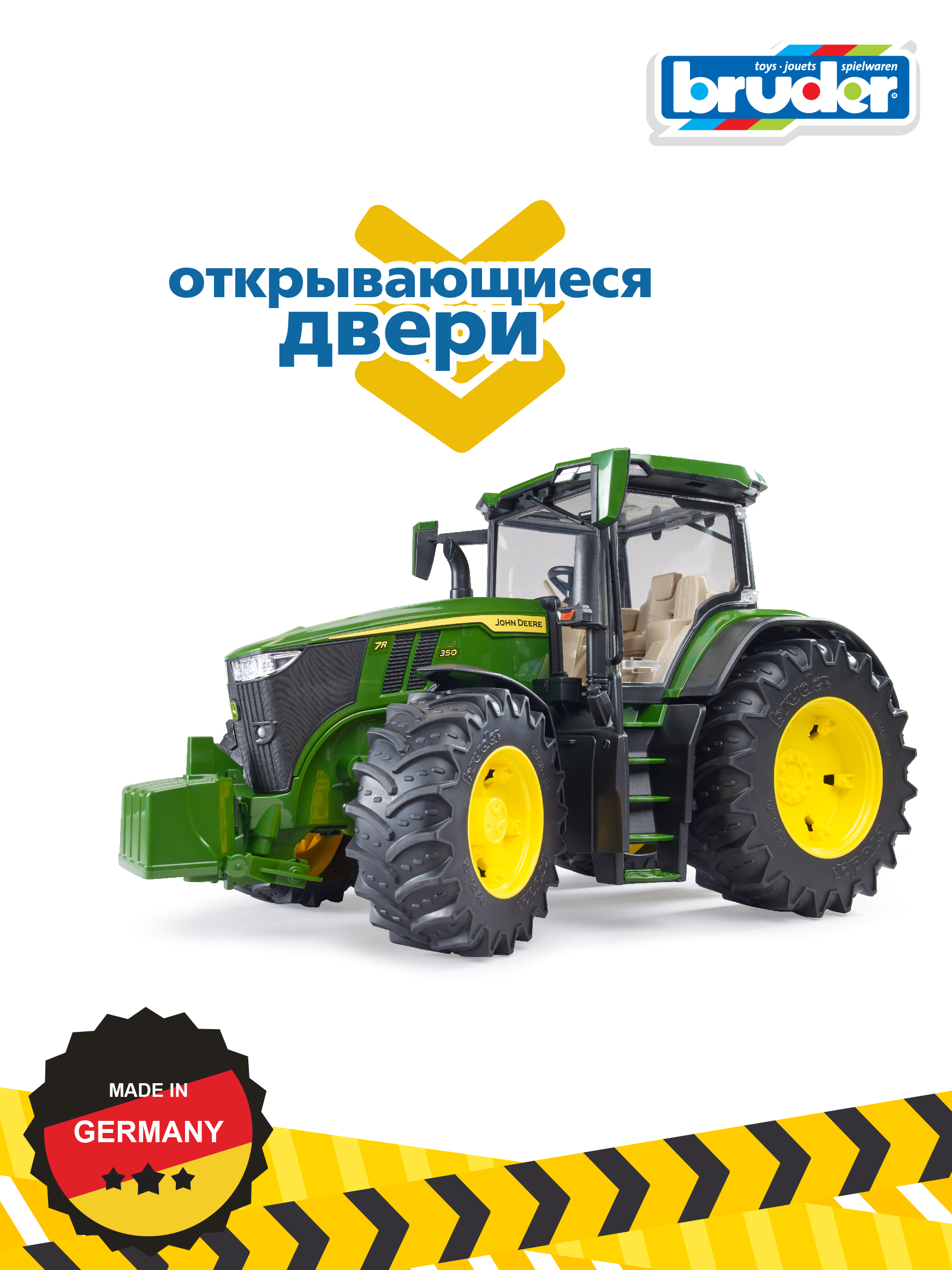 Трактор Bruder John Deere 7R350 с прицепом и погрузчиком 1:16 03-155 - фото 3