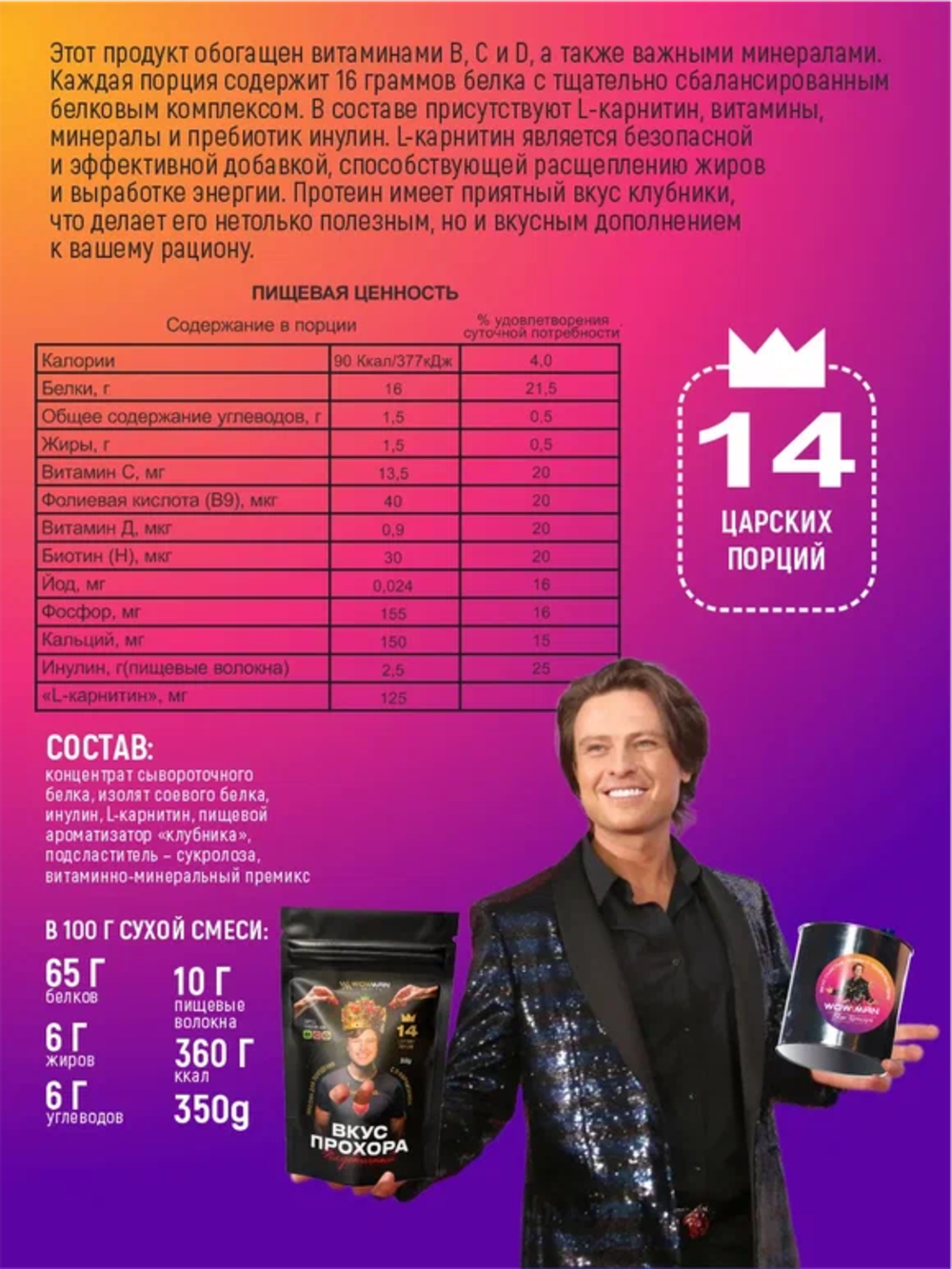 Протеин сывороточный Вкус Прохора WowMan Подарочный набор из 3 предметов Crazy Box Protein Shake - фото 6