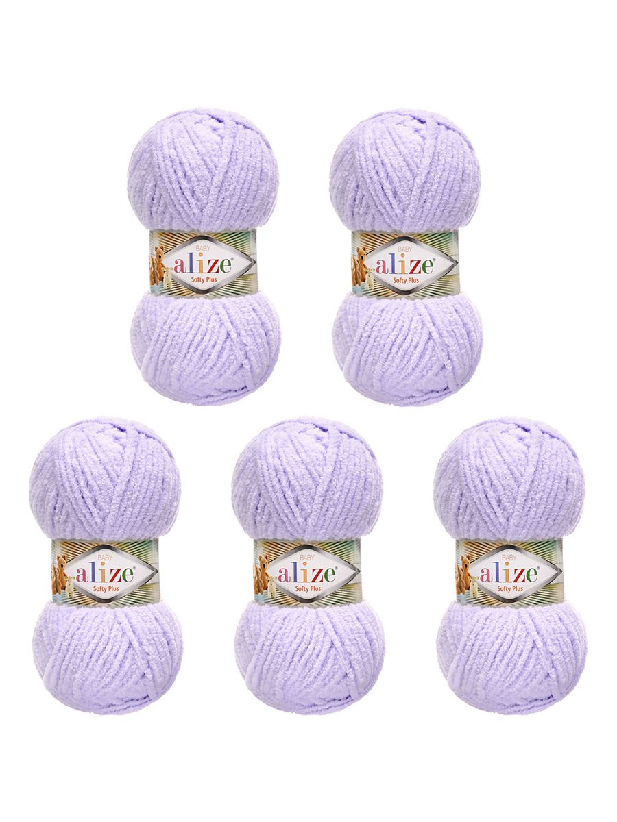 Пряжа для вязания Alize softy plus 100 г 120 м микрополиэстер мягкая плюшевая 146 лаванда 5 мотков - фото 6