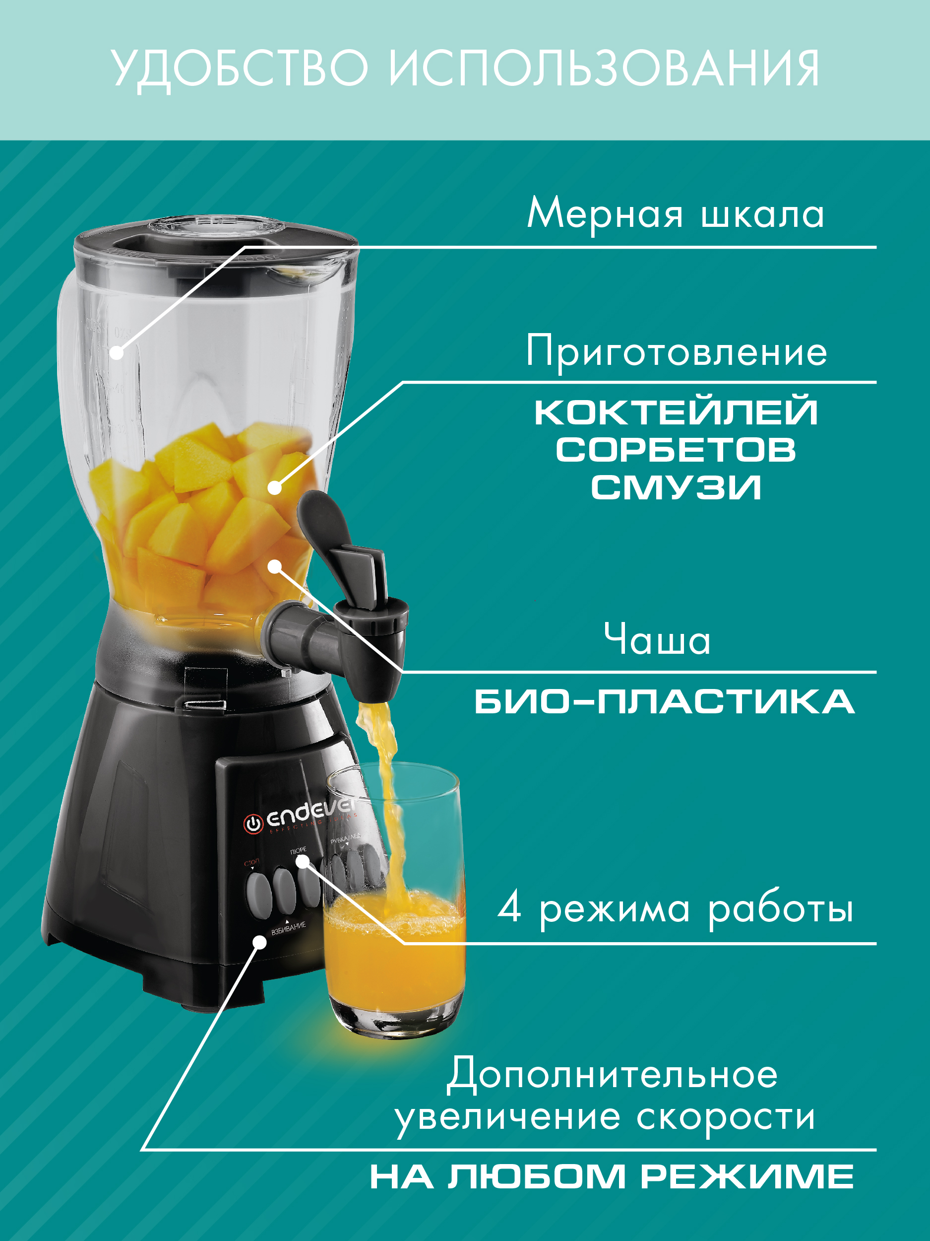 Блендер настольный ENDEVER SIGMA-012 - фото 4
