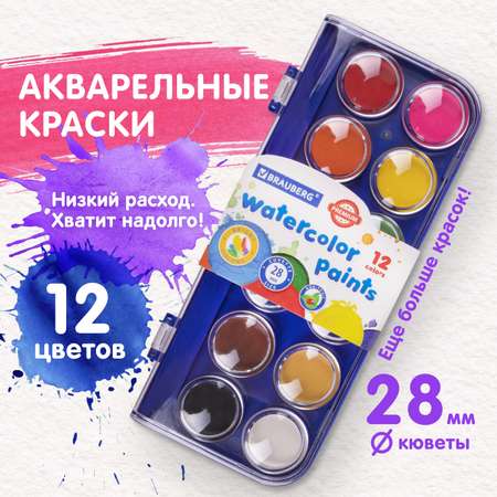 Краски акварель Brauberg 12 цв.