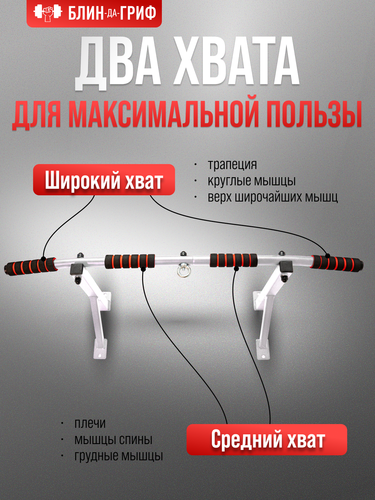 Спортивный турник БлинДаГриф 2 хвата - фото 5