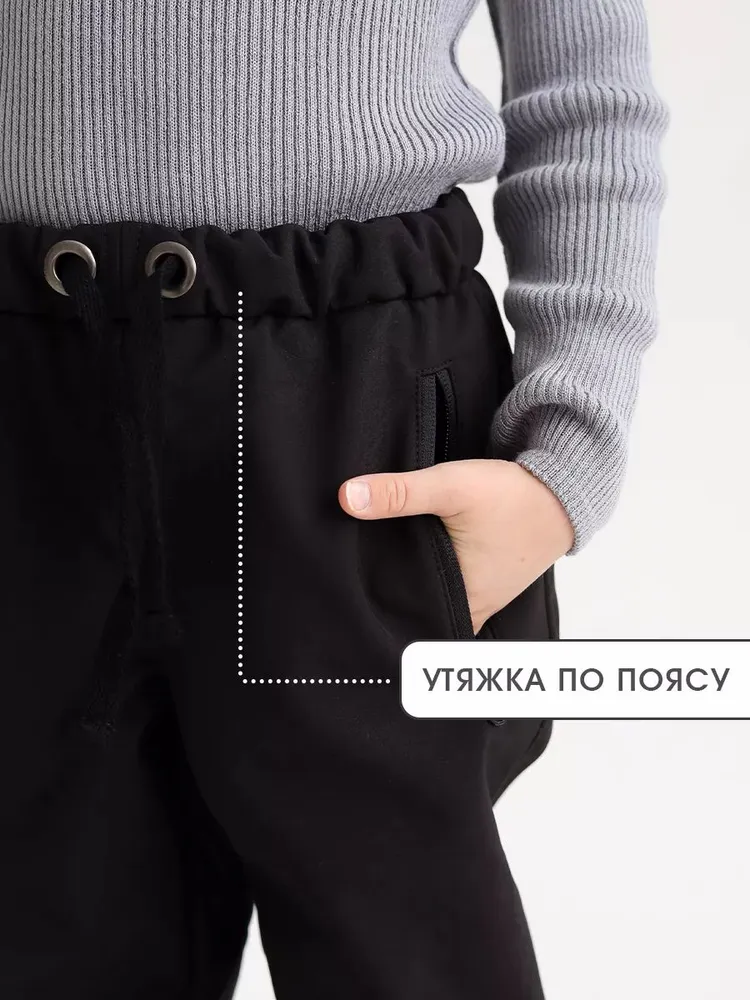 Брюки MINIDINO В-Б-006Брюки софтшелл детские черный - фото 4