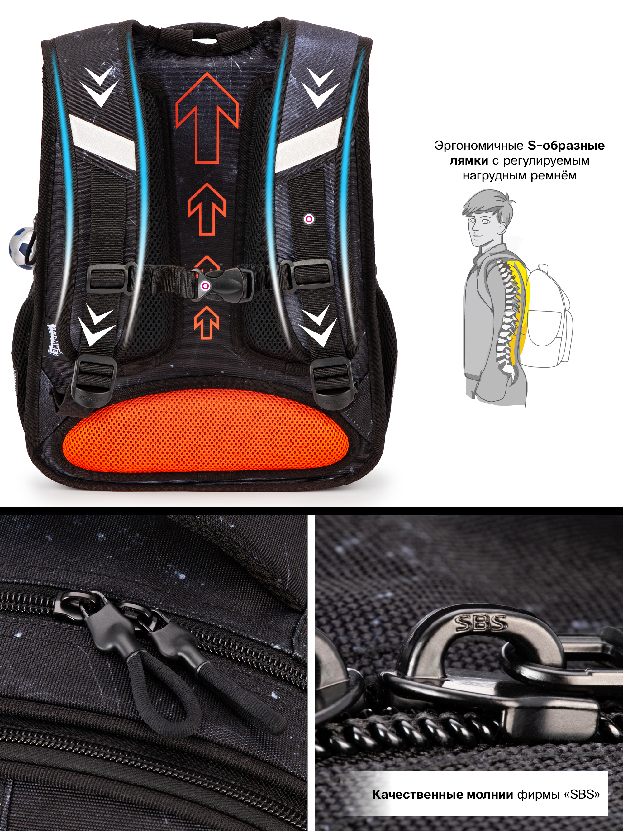 Рюкзак SkyName 1-4 класс, набор 5 в 1 - фото 14