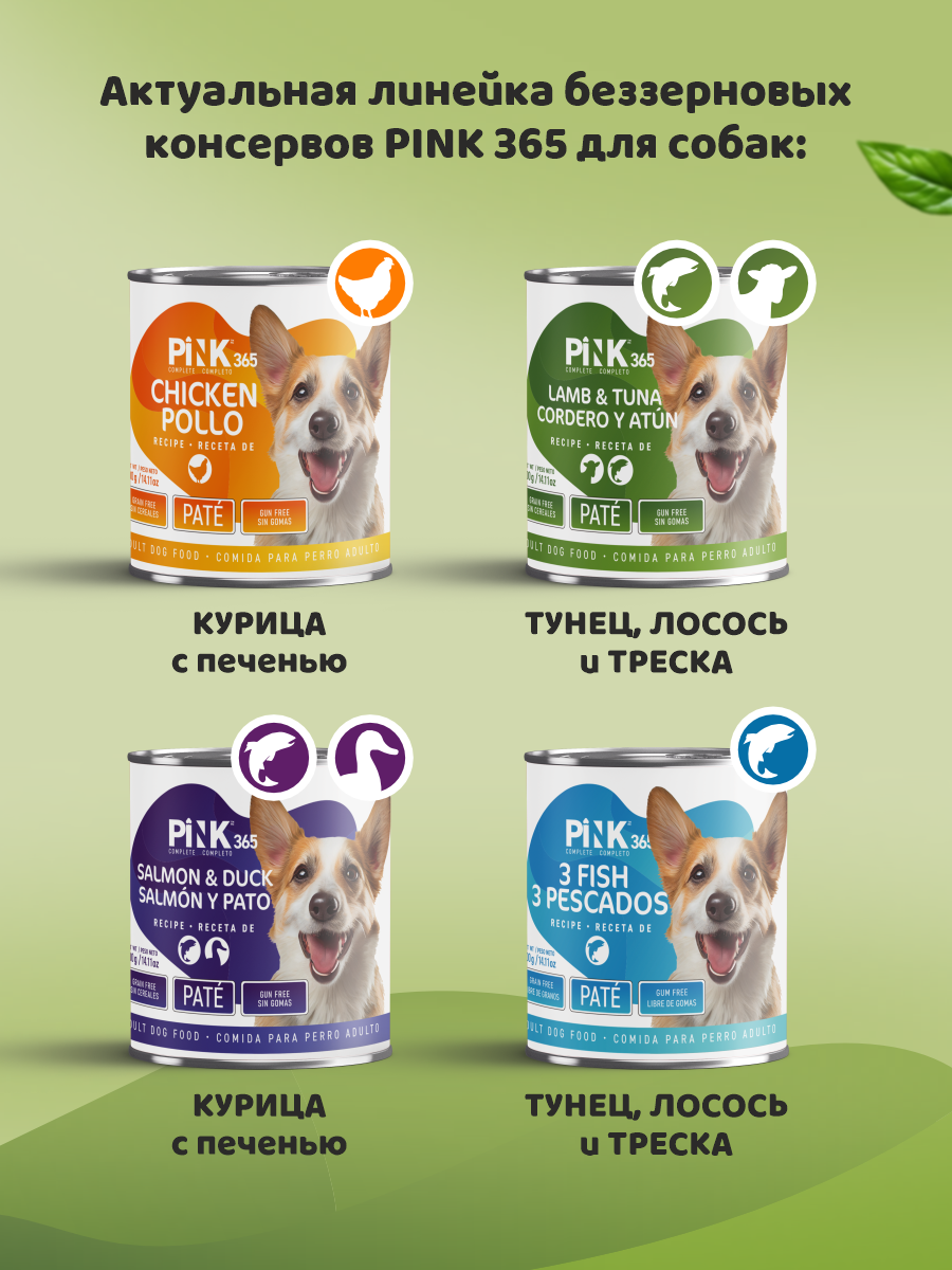 Корм для собак влажный полнорационный PINK 365 Ягненок с тунцом ж/б 400г 4 шт - фото 9