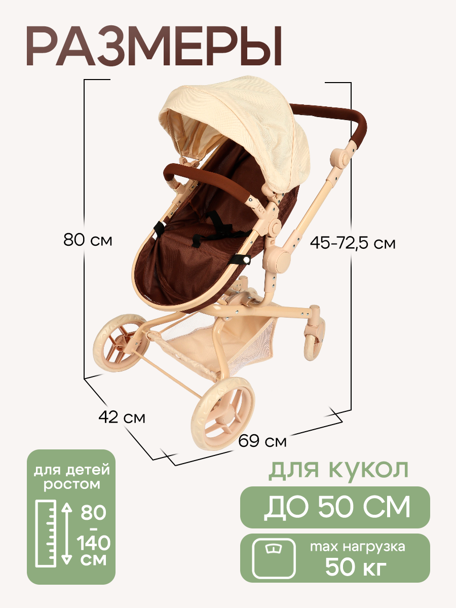 Коляска-трансформер для кукол Рыжий кот 9695-BB - фото 3