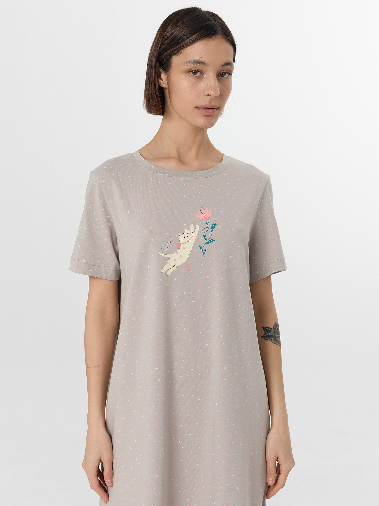 Сорочка ночная Mark Formelle (Марк Формэль) 572346/горошек на пепельном - фото 3