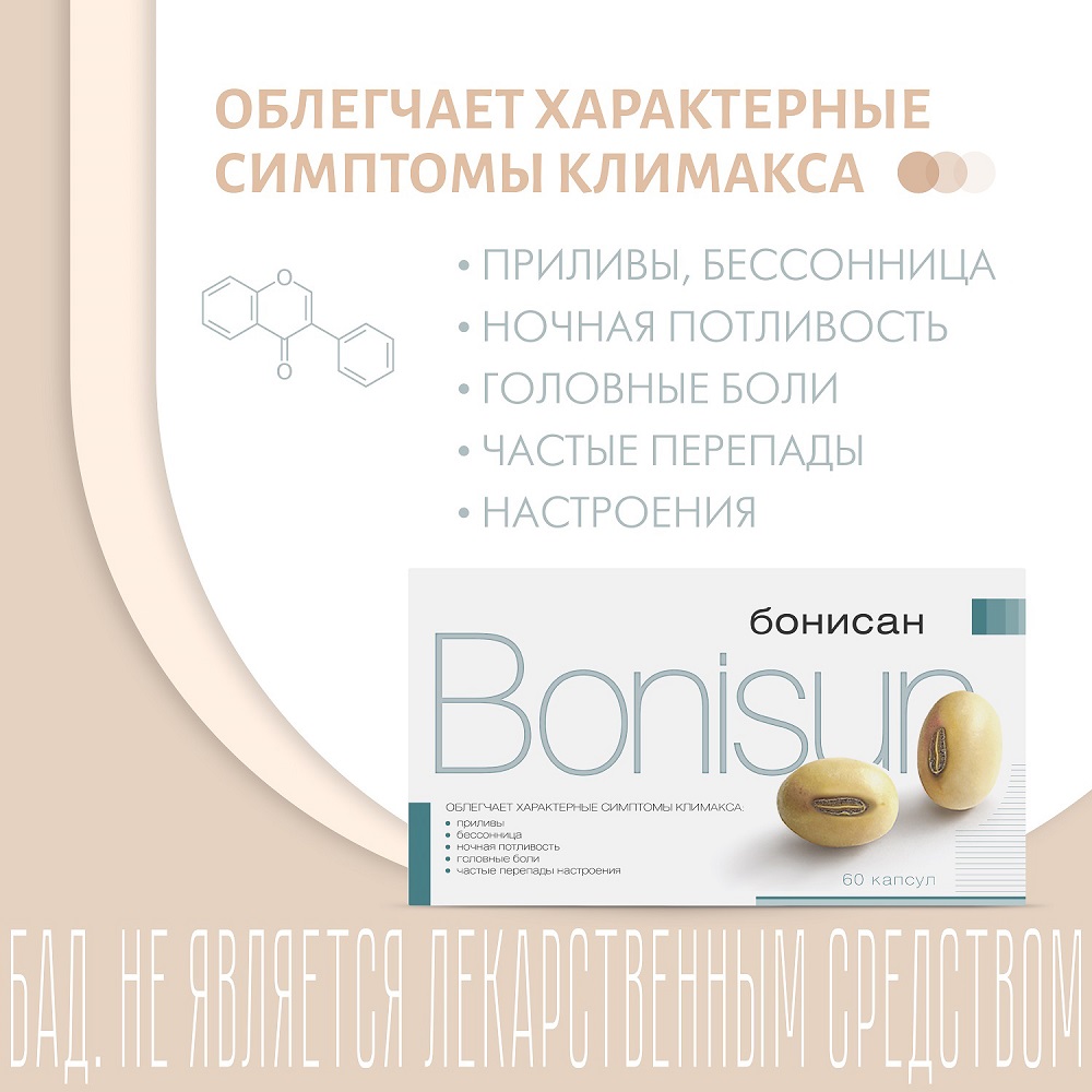 БАД Бонисан для снижении симптомов климакса капсулы 0,46г N60 - фото 5