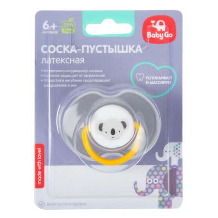 Пустышка BabyGo латекс ортодонтическая от 6 мес. 1 шт.