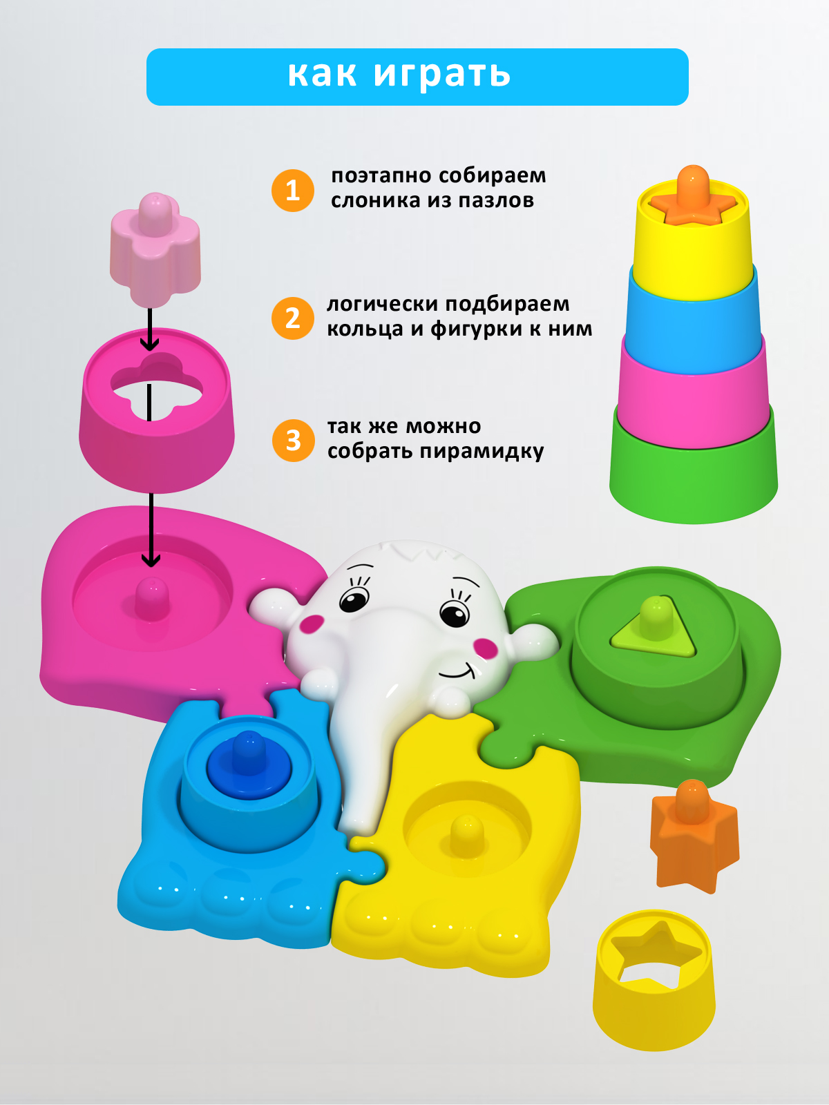 Игрушка STELLAR сортер Слоник - фото 2