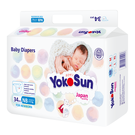Подгузники YokoSun для новорожденных NB (2-5 кг) 34 шт.