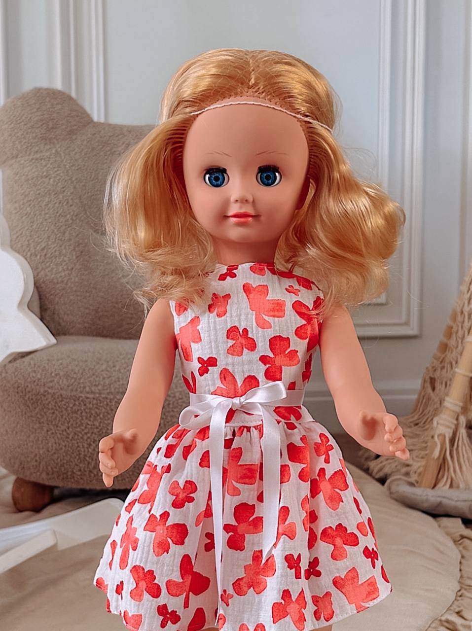 Кукла большая (ростовая) СТРАНА КУКОЛ говорящая в платье высота 60 см 24-18.3 - фото 10
