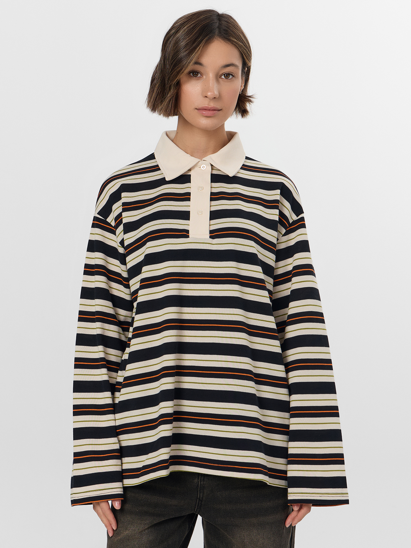 Поло Mark Formelle (Марк Формэль) 122877/молочно -оранжевая полоска - фото 1