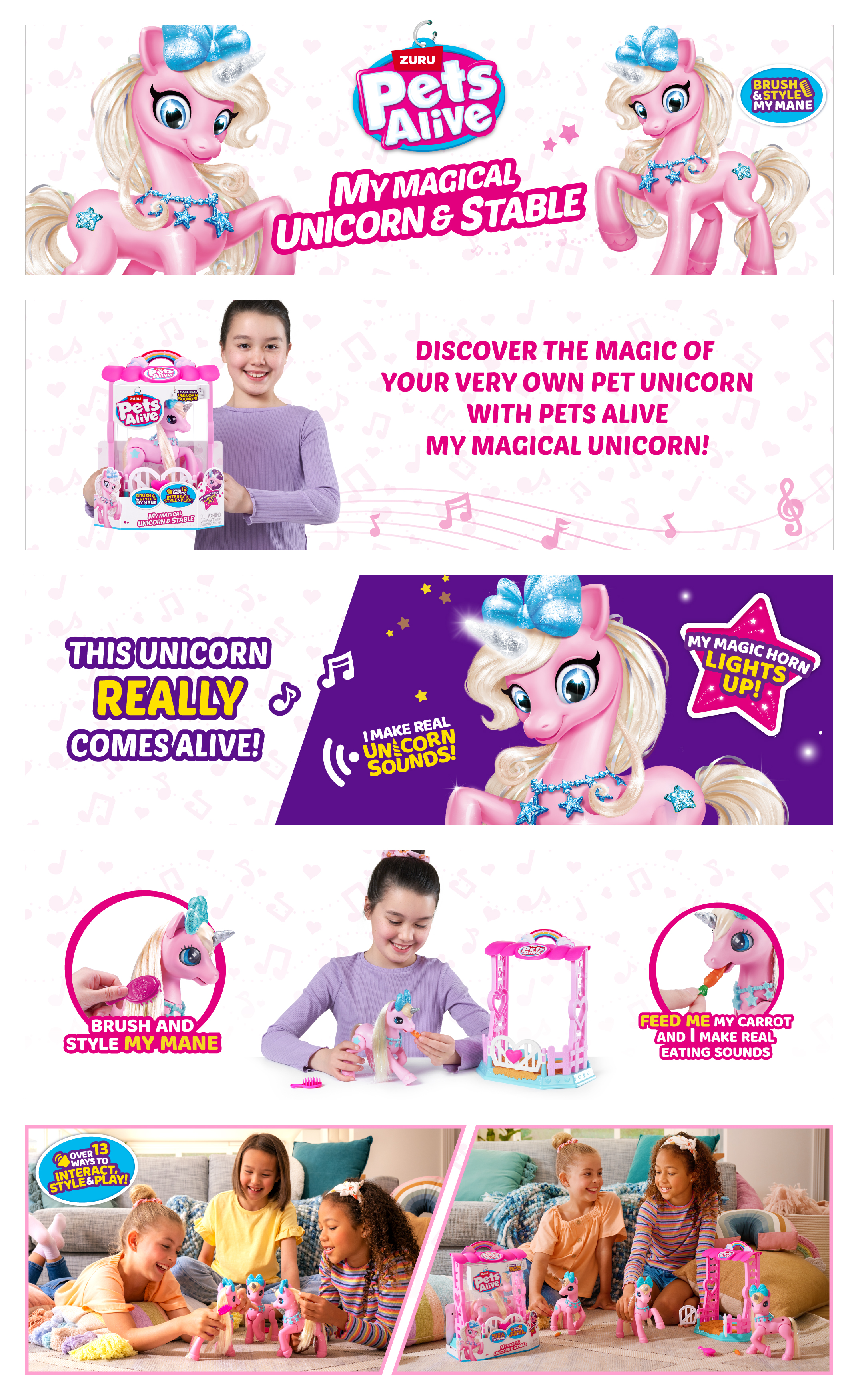 Игровой набор Zuru Pets Alive Единорог со светом и звуком - фото 7