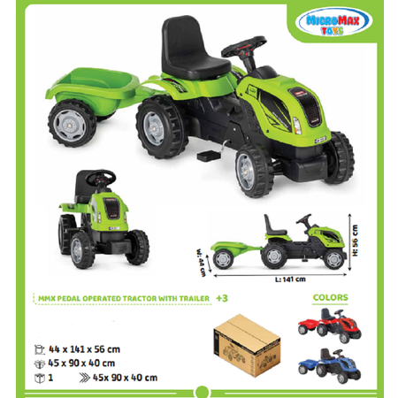 Трактор MIKROMAX TOYS с прицепом зеленый
