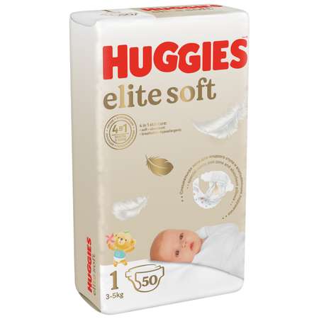Подгузники Huggies Elite Soft для новорожденных 1 (3-5 кг) 50 шт.
