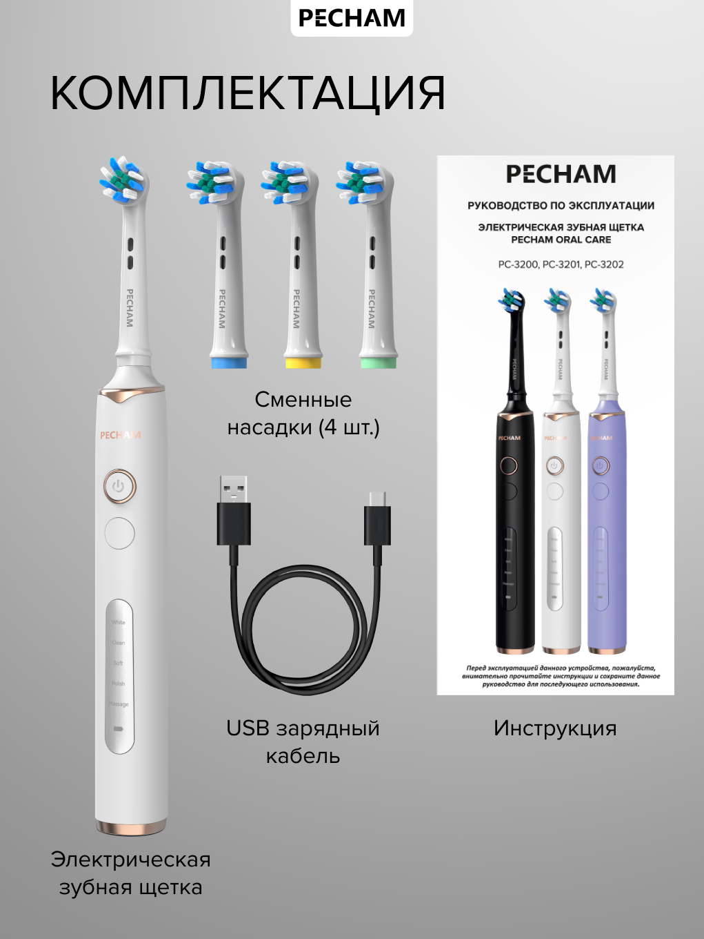 Зубная щетка электрическая PECHAM PC-3201 - фото 12