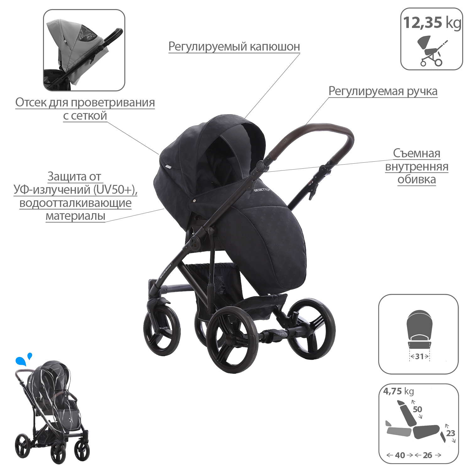 Коляска 2в1 Bebetto Magnum Light - фото 6