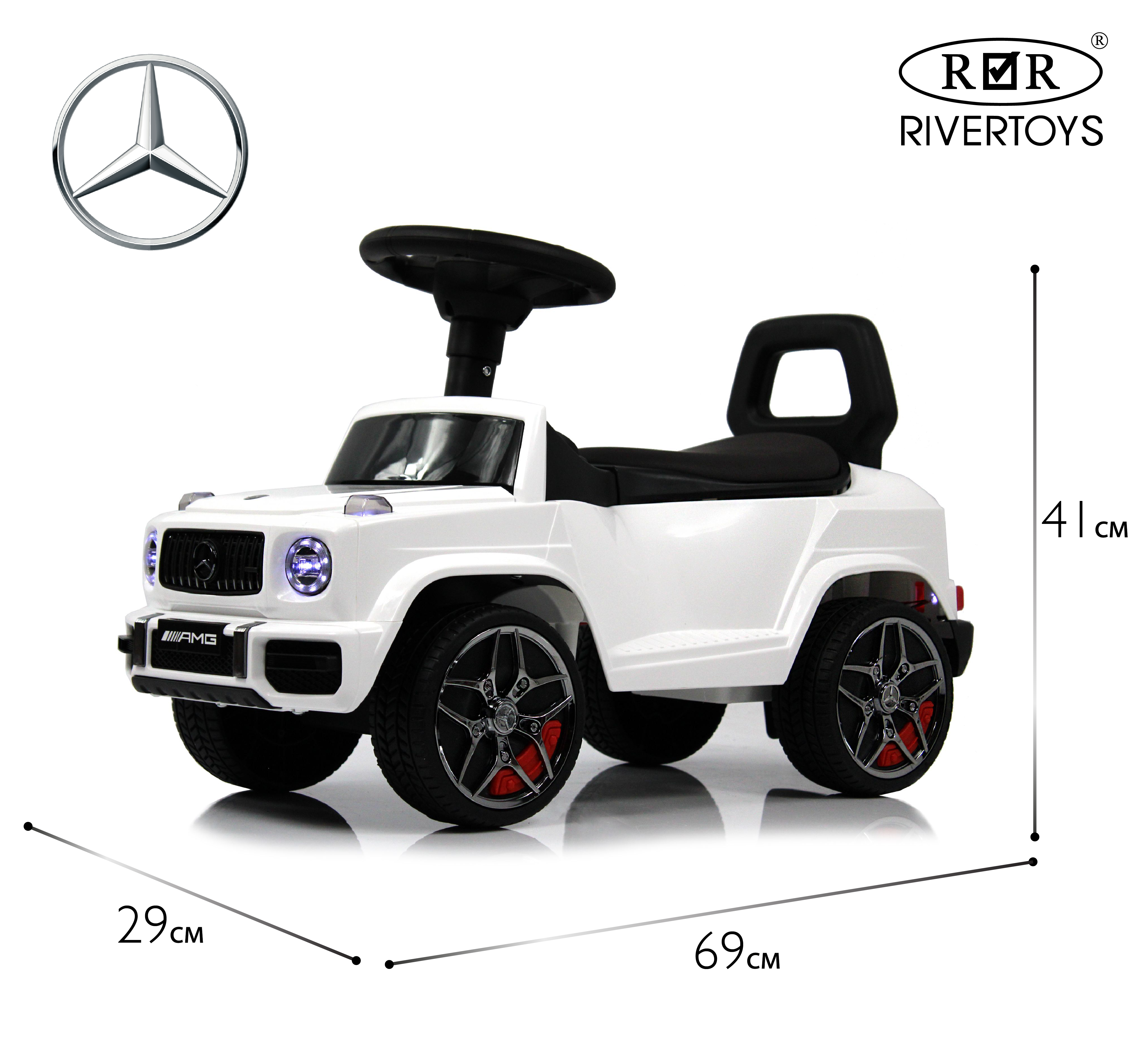 Каталка RIVERTOYS Mercedes-BenzG63 White Diamond белый - фото 1