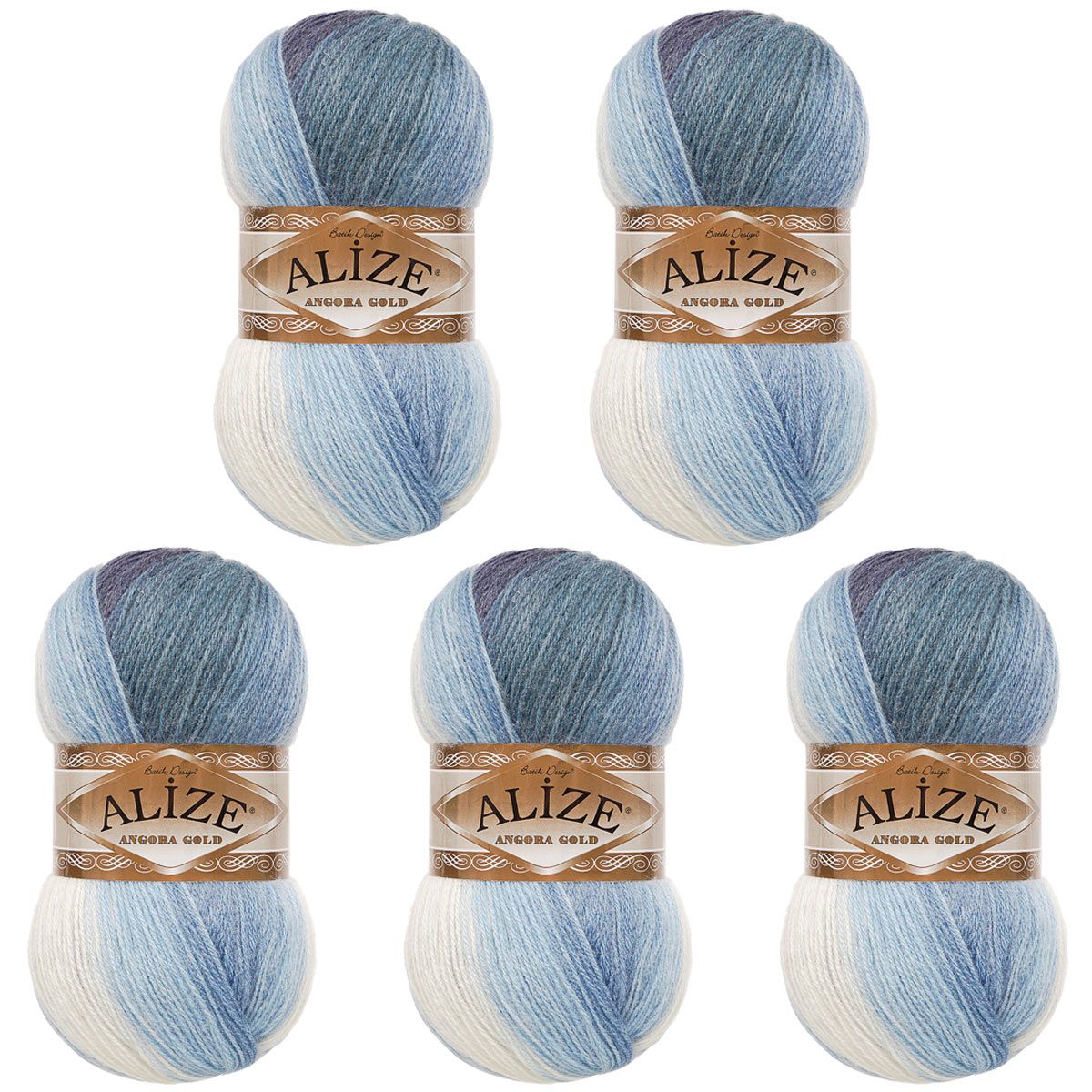 Пряжа Alize для вязания зимних вещей Angora Gold Batik 100 гр 550 м 5 мотков 1899 секционный - фото 8