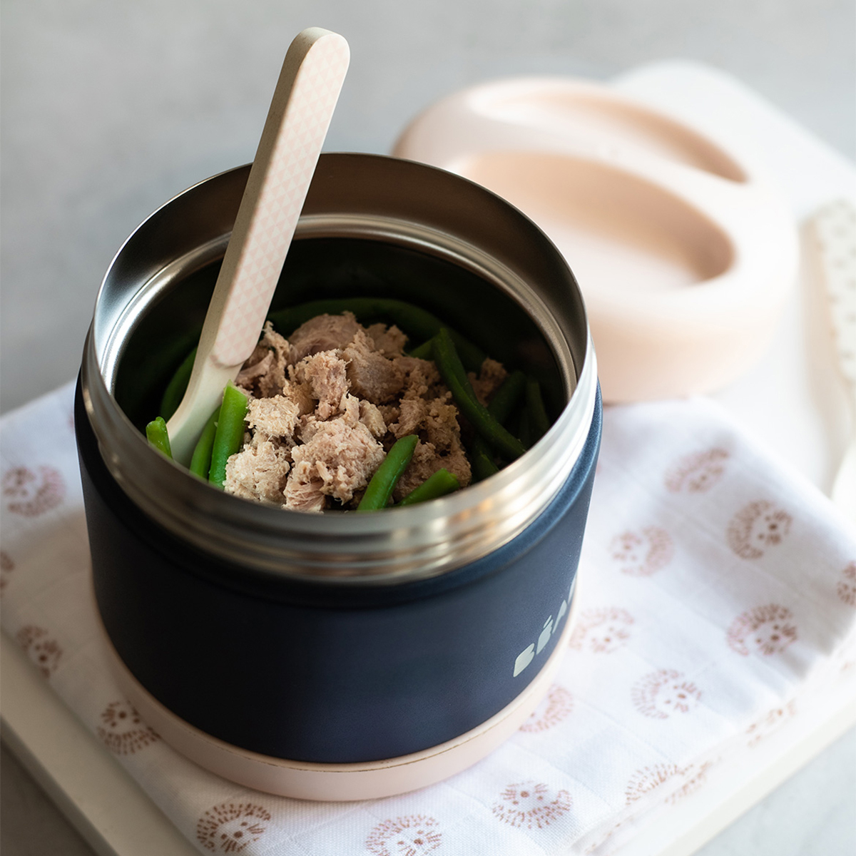 Термоконтейнер для еды, детского питания BEABA THERMO-PORTION INOX 500 мл черно-розовый - фото 5