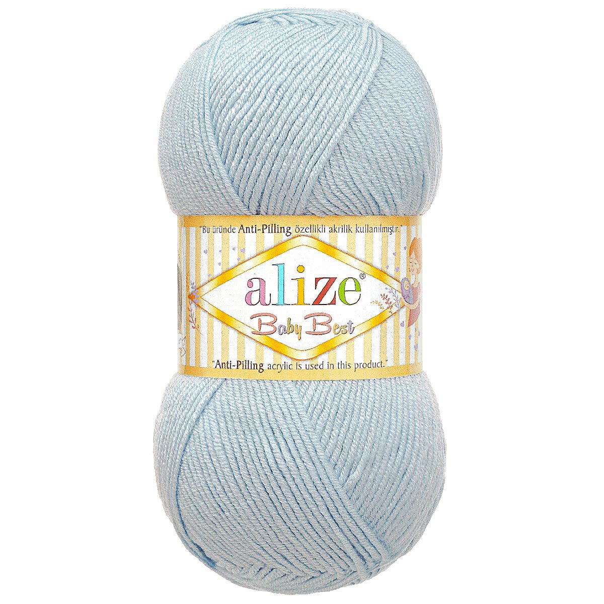 Пряжа для вязания Alize baby best бамбук акрил с эффектом антипиллинг 100 г 240 м 40 голубой 5 мотков - фото 4