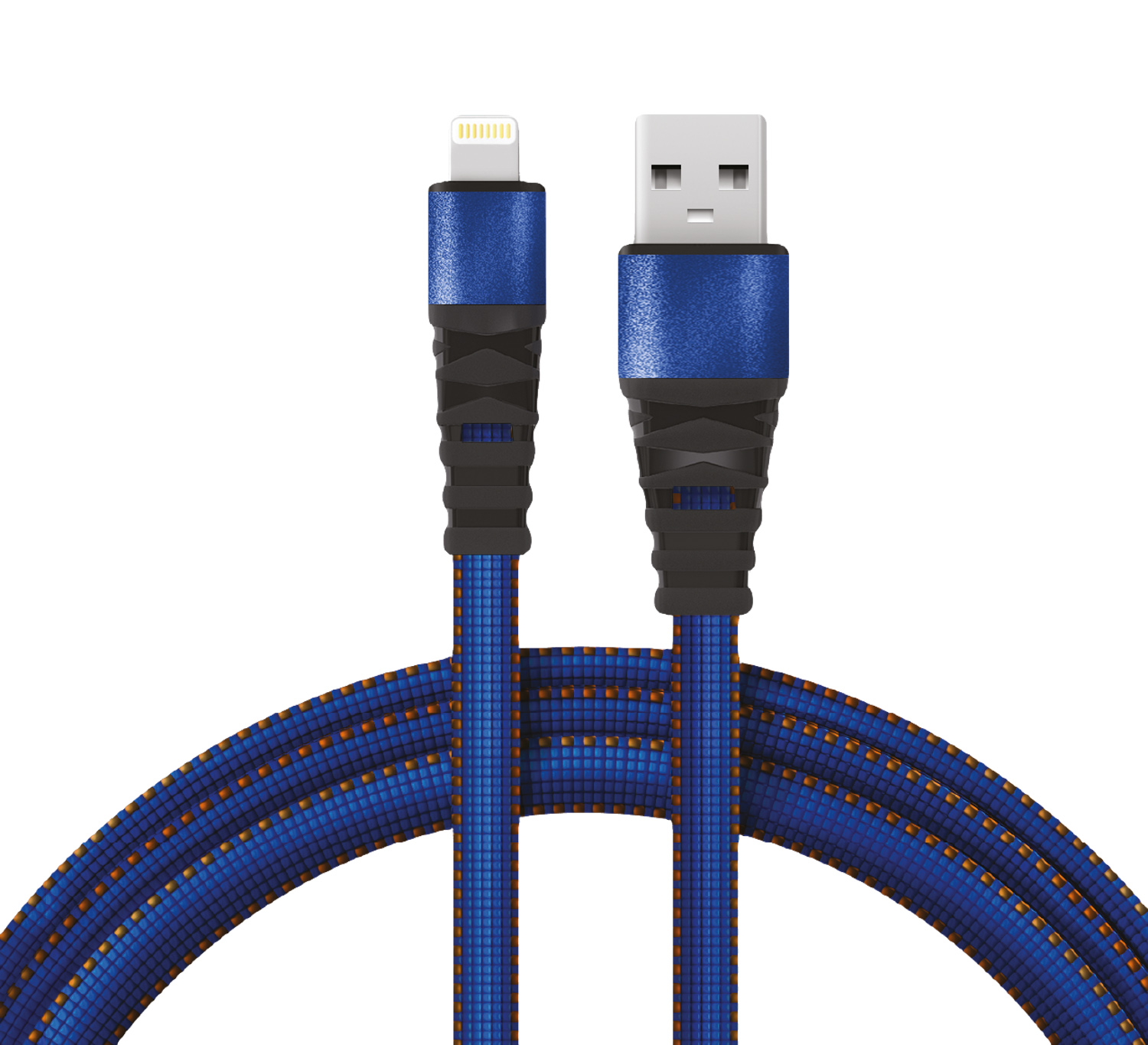 Кабель REXANT USB - Lightning 1 метр в синей нейлоновой оплетке - фото 1