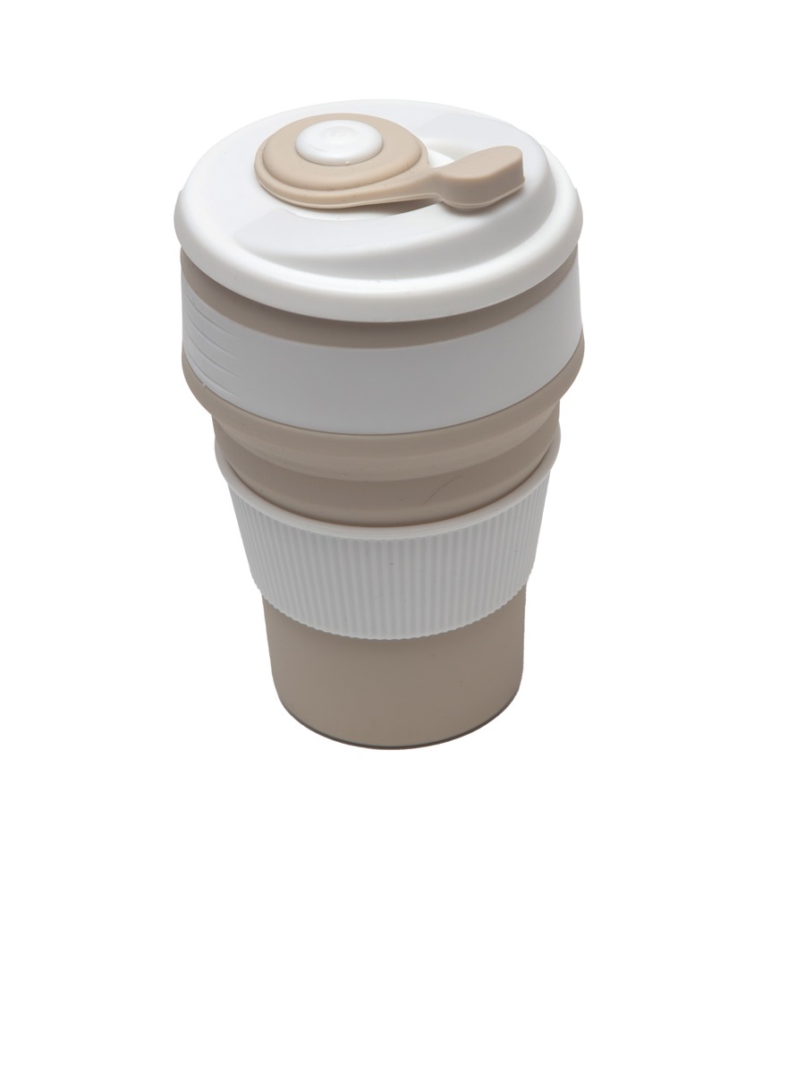 Стакан складной 350 мл deVENTE силиконовый Coffee Time бежевый - фото 1