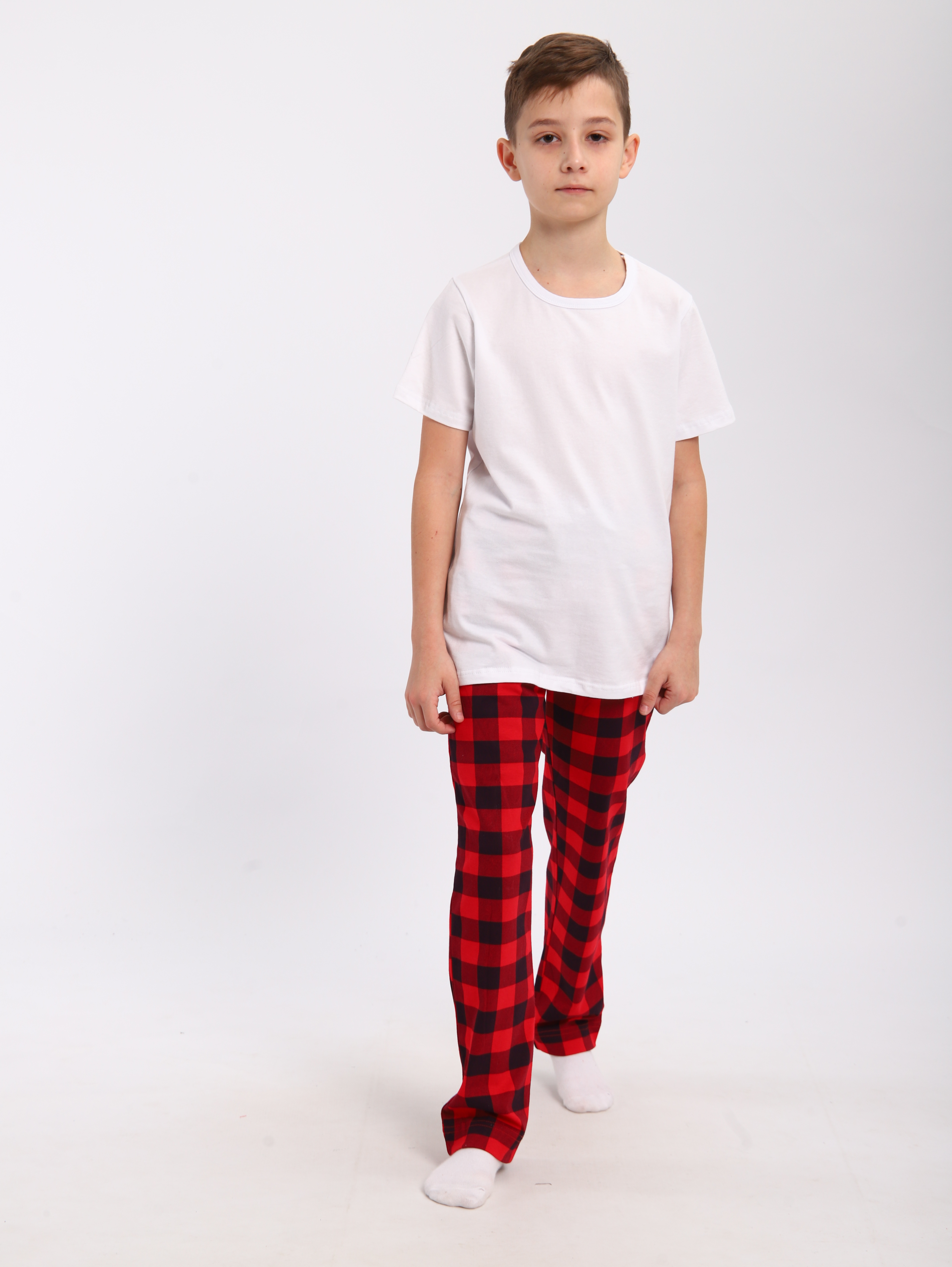 Брюки ЛАДОШКИ Брюки Матвей красная клетка - фото 4