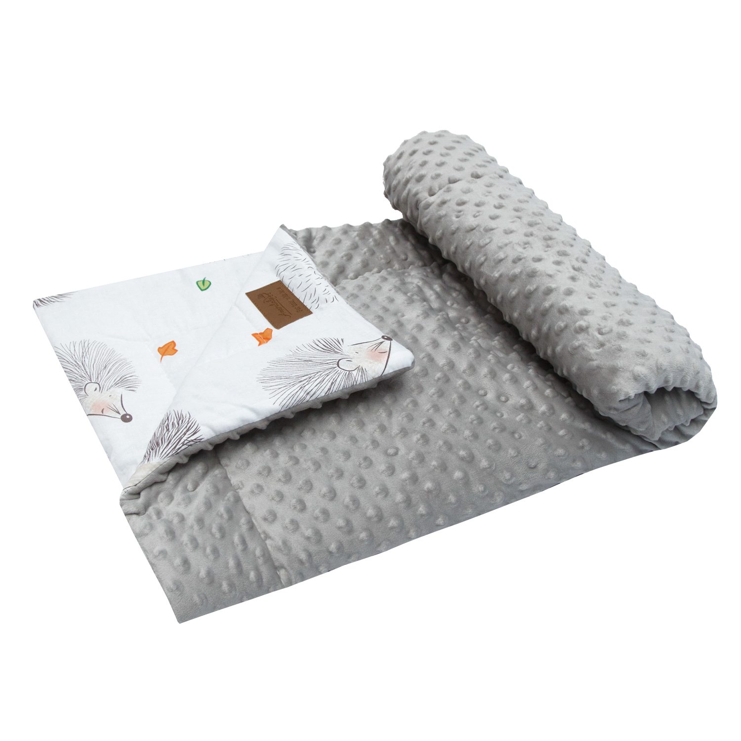 Плед AmaroBaby Растем вместе 96х87 см хлопок minky Крошка Eжик серый - фото 2