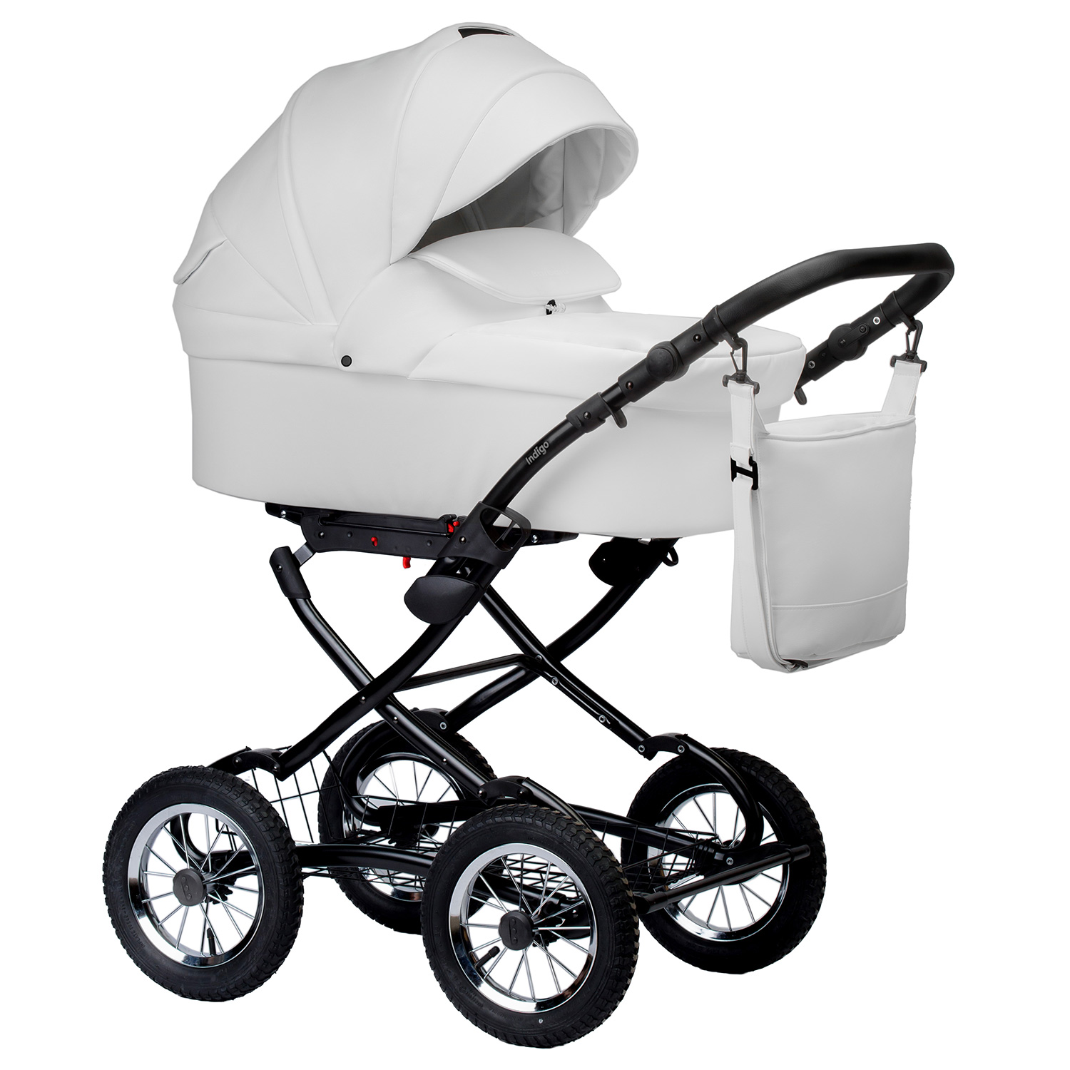 Коляска 2в1 Indigo Barbara Eco Classic кожа белый - фото 1