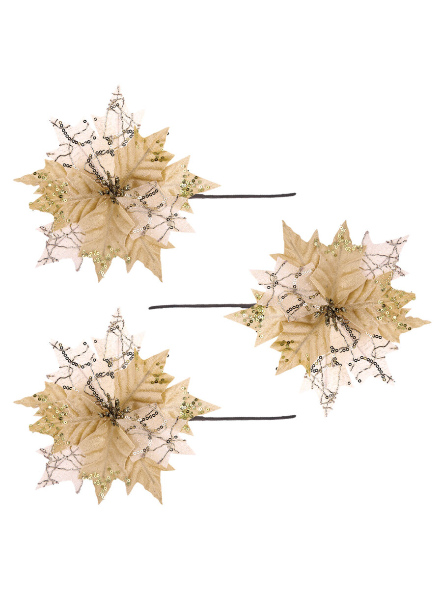 Елочные игрушки Золотая сказка Цветок набор 3 штуки - фото 8