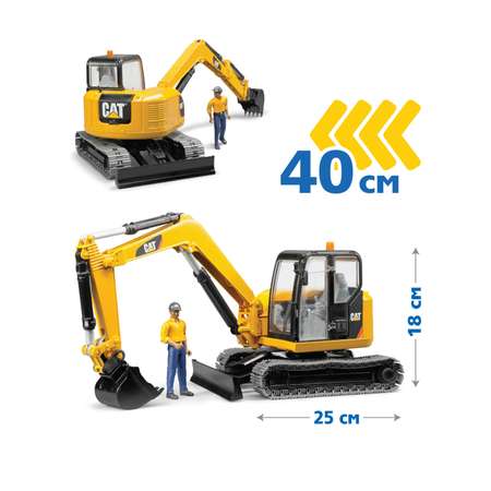 Экскаватор Bruder CAT с рабочим 1:16