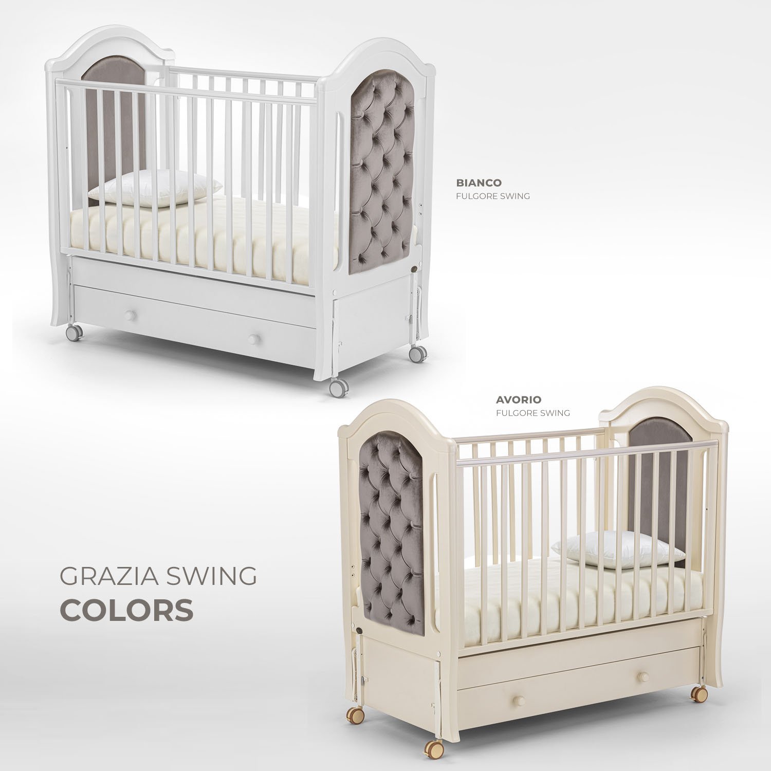 Детская кроватка Nuovita Grazia swing, продольный маятник (слоновая кость) - фото 10