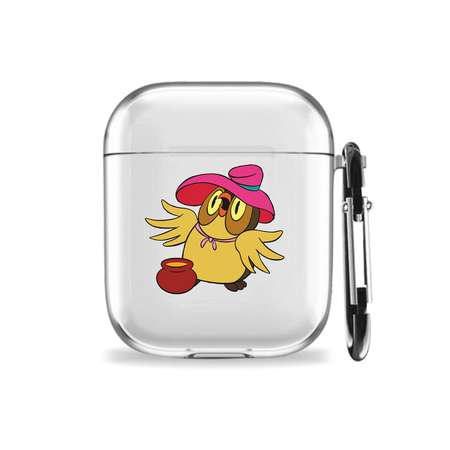 Силиконовый чехол Mcover для Apple AirPods 1/2 с карабином Сова в шляпе