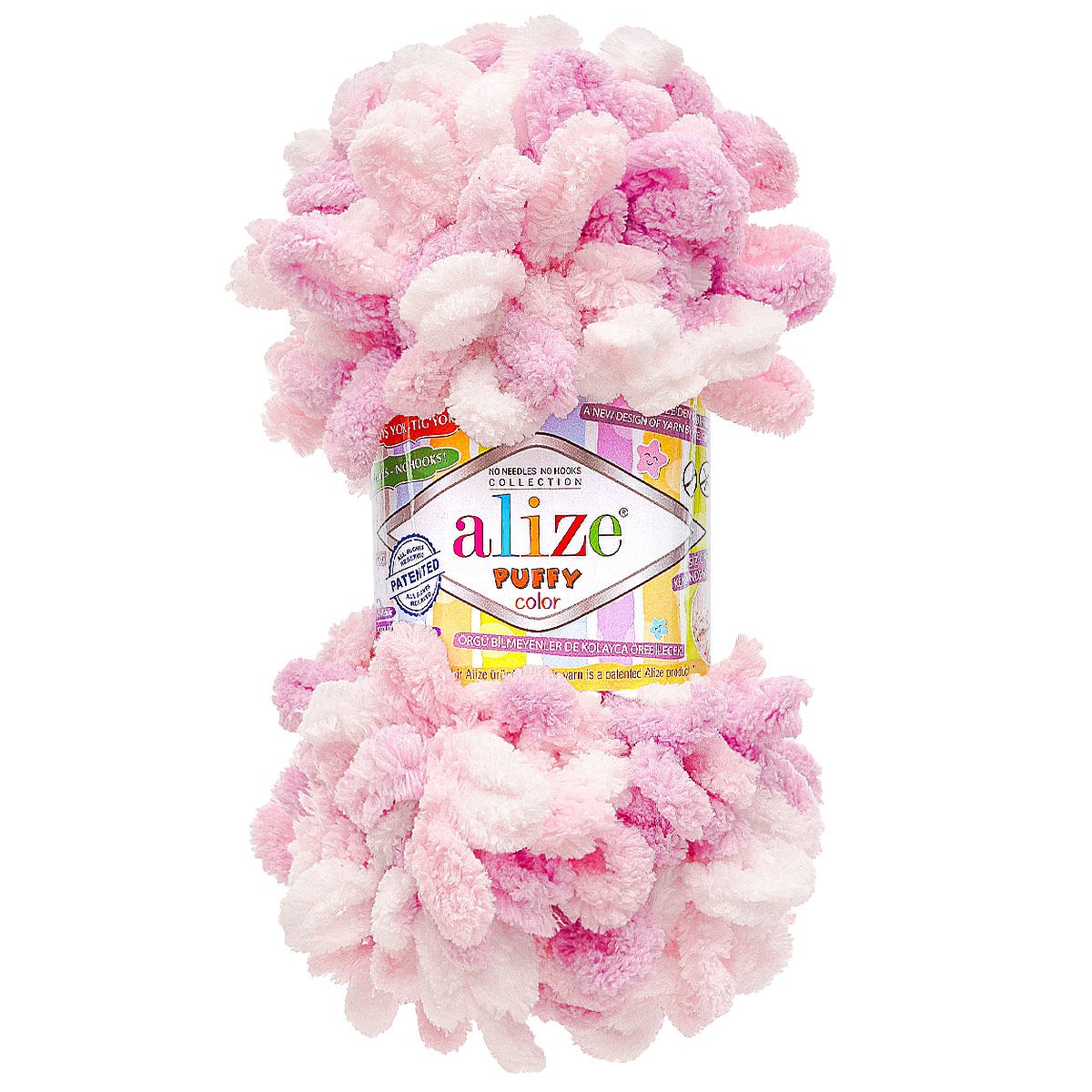 Пряжа для вязания Alize puffy color 100 г 9 м микрополиэстер плюшевая мягкая 6051 секционный 5 мотков - фото 4