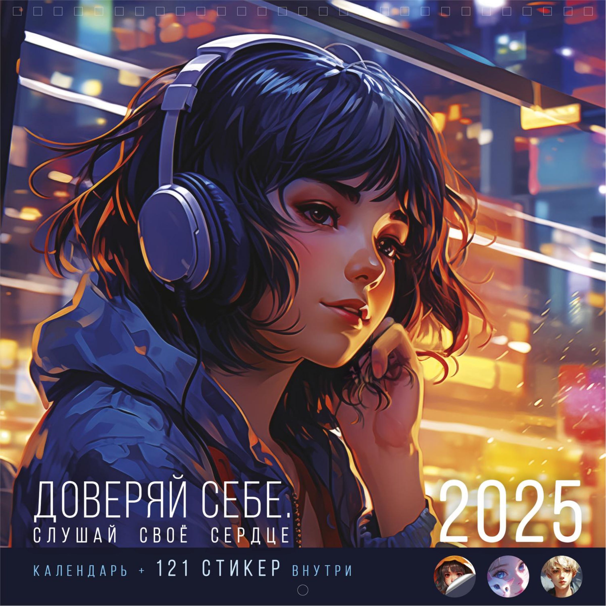 Календарь Арт и Дизайн М Спираль 29х29 со стикерами - фото 1