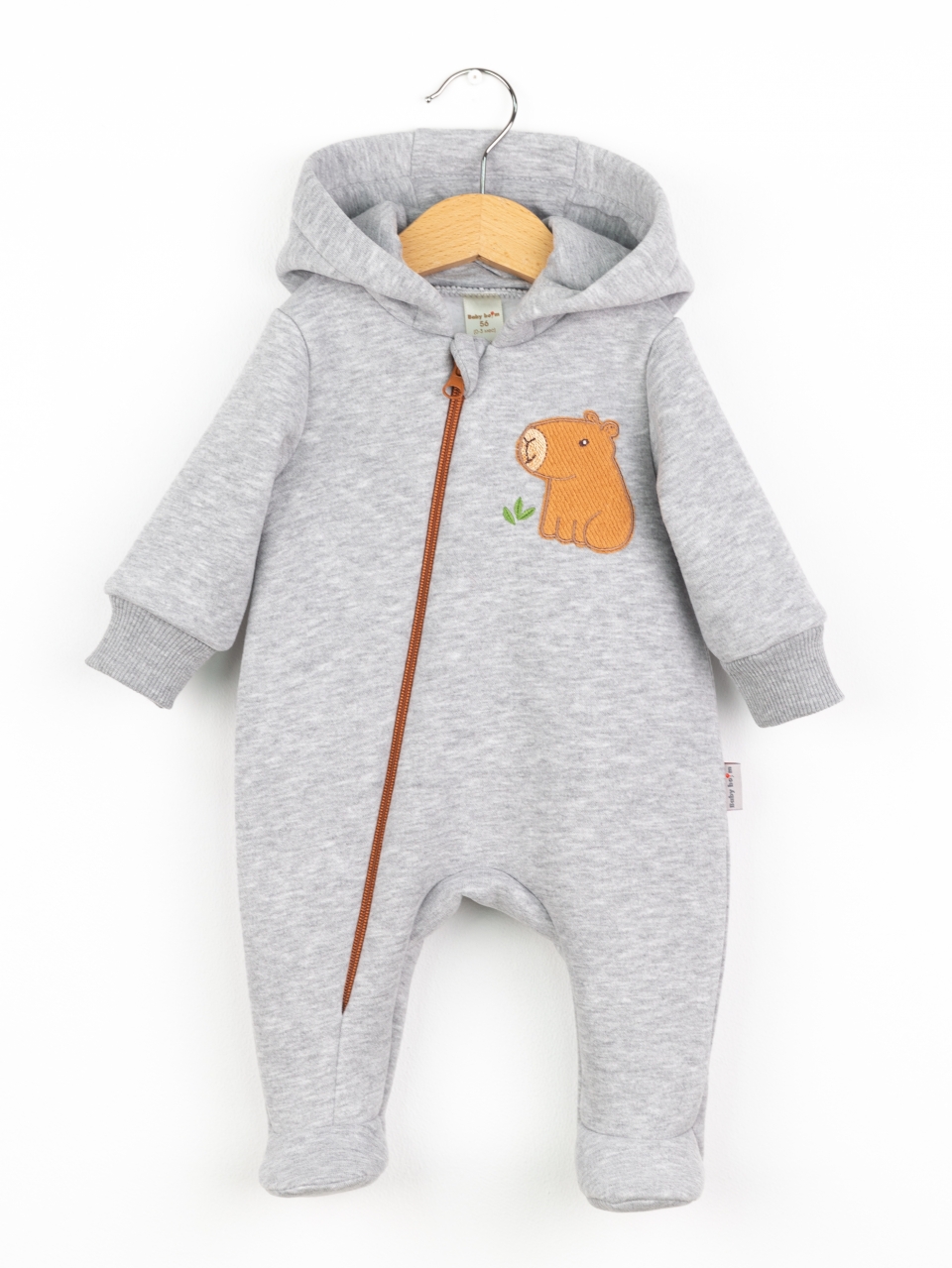 Комбинезон утепленный Baby boom К407/5-Ф аппликация капибара серый меланж - фото 1