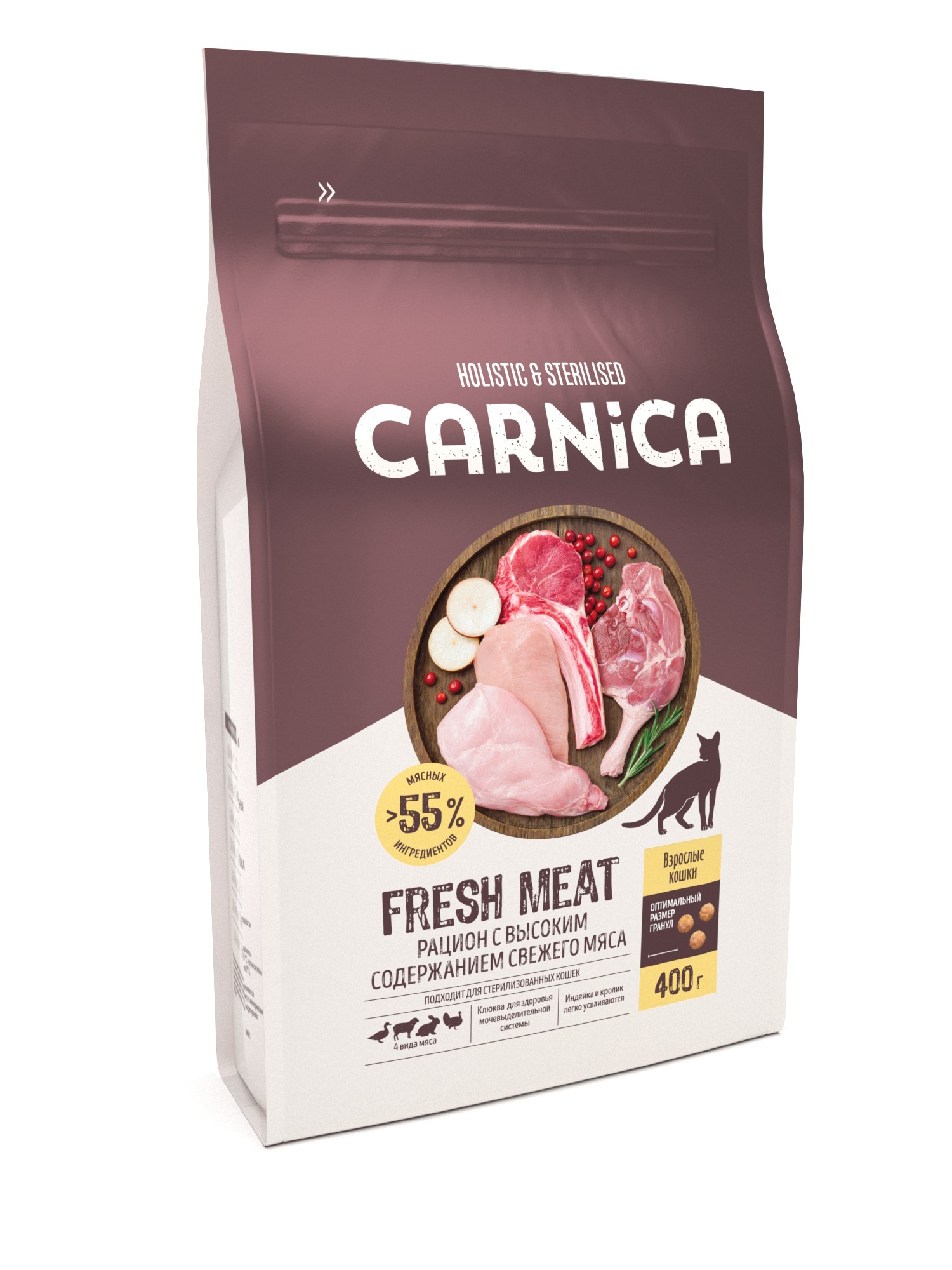 Корм для кошек CARNICA 4 вида мяса сухой 0.4кг - фото 2